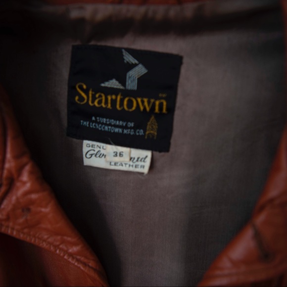 COPY - Brown vintage 1970s leather jacket, butterfly collar. - Picture 8 of 8